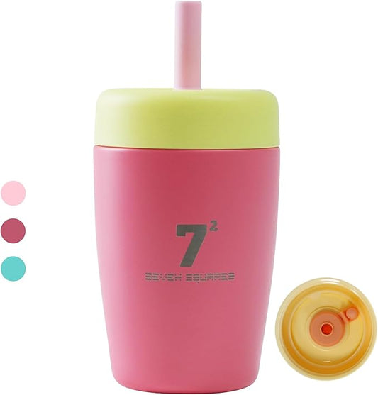 12oz Kids Tumbler Spill Resistant with Lid & Silicone Straw, Insulated Stainless Steel Sippy Cups, BPA-Free Straw Tumbler, Kids Water Bottle Dishwasher Safe, BPA-FREE