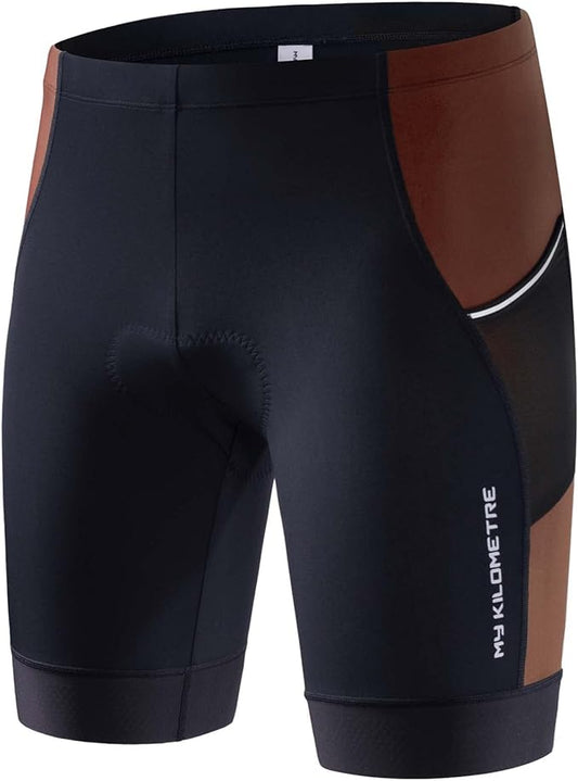 MY KILOMETRE Mens Triathlon Shorts with Adjustable Drawstring Easy Reach Leg Pockets Chamois for Long-Distance Tri Race