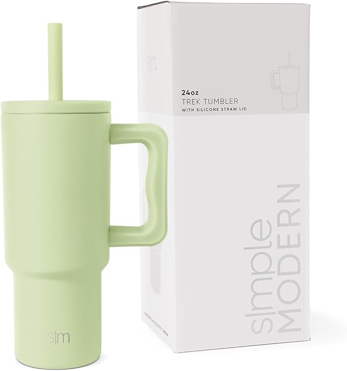 Simple Modern Kids 24 oz Tumbler with Handle and Silicone Straw Lid | Spill Proof and Leak Resistant | Reusable Stainless Steel Bottle | Gift Kids Boys Girls | Trek Collection | Sandy Seas