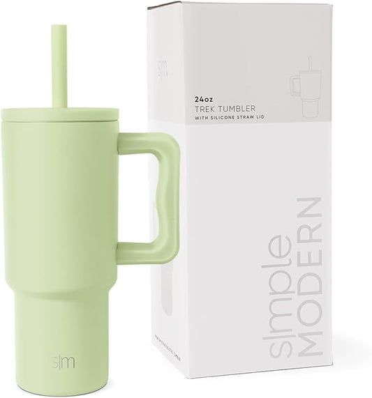 Simple Modern Kids 24 oz Tumbler with Handle and Silicone Straw Lid | Spill Proof and Leak Resistant | Reusable Stainless Steel Bottle | Gift Kids Boys Girls | Trek Collection | Sandy Seas