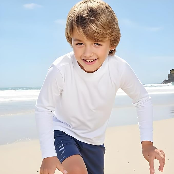 INGEAR Boys' Rash Guard UPF 50+ Swim Shirt - Lightweight, Quick-Dry, Durable Sun Protection for Swimming, Sizes XS-XL