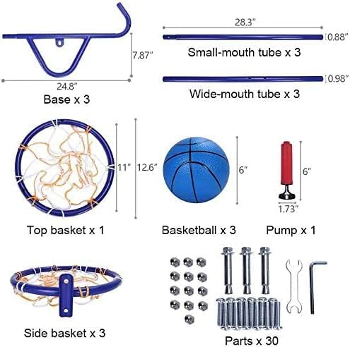 Kids Basketball Hoop, 4-Hoop Child Basketball Hoops, Portable Basketball Stand with Adjustable Heights and 3 Balls, for Age 3 Years and Up,Indoor and Outdoor Basketball Toy Set
