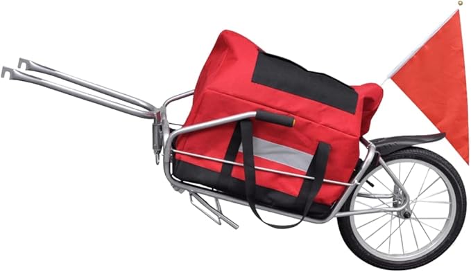 Bicycle Cargo Trailer One-Wheel with Storage Bag, Bike Cargo Trailer with Rain Cover, Bike Luggage Wagon Bicycle Trailer with Removable Cover