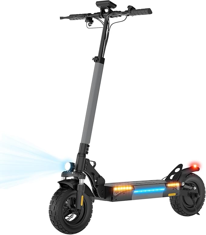 Electric Scooter for Adults, 28 MPH Top Speed & 28 Mile Range, 1000W Powerful Motor, 10" Off-Road Tires, Dual Suspension & Ambient Light & Turn Signals, Foldable Adjustable Handlebar Commuting Scooter