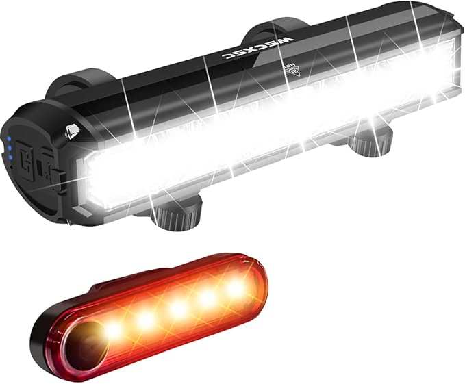 Super Bright Bike Light 3000 Lumen 5 LED Bicycle Light with Taillights Rechargeable Bike Headlight for Night Riding Waterproof Bike Light Front and Back Set for Mountain/Dirt/Light/Kids Bike