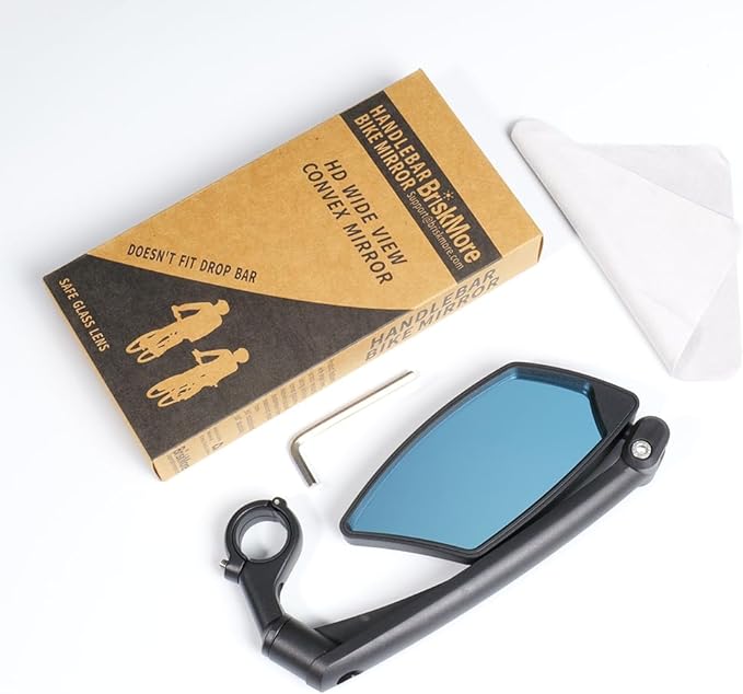 Handlebar Bike Mirror, Scratch Resistant Glass Lens, Ajustable and Rotatable Safe Rearview Bicycle Mirror