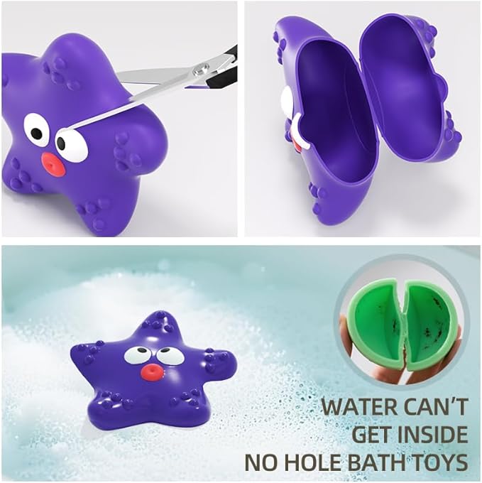Bath Toys for Toddlers 18 Month, Bathtub Toys with 6 Baby Bath Animals, No-Hole Design Keeps Dry, Floating Toys Set for Baby 1 Year Old Boys & Girls (6 Pack)