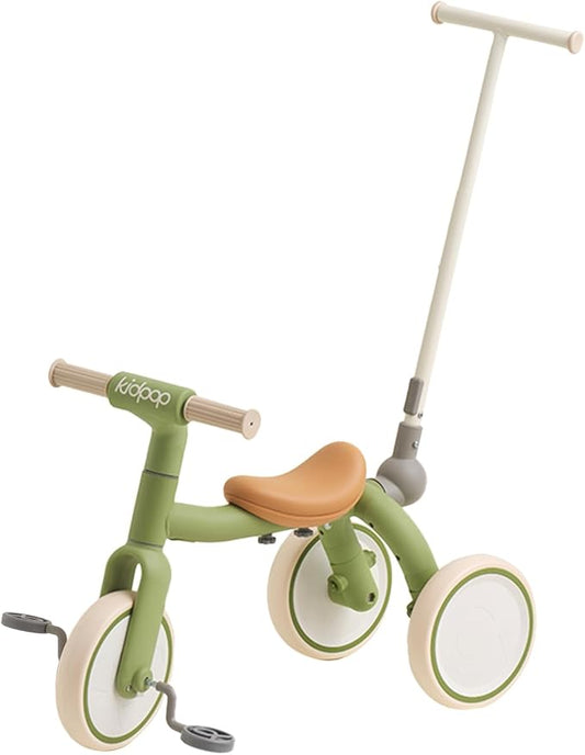 Kidpop Pony 4-in-1 Kids Tricycle Bike Stroller with Handle Push Bike for Toddlers 1-3 Award Winning Balance Bike Best Gift for Toddler (Green)