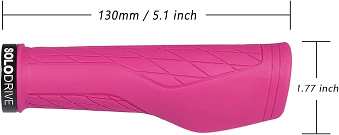 SOLODRIVE Ergonomic Design Mountain Bike Grips, Comfortable Bicycle Handlebar Grips, Single Lock-on and Non-Slip MTB Handle, Fit MTB, E-Bike, Hybrid, Scooter