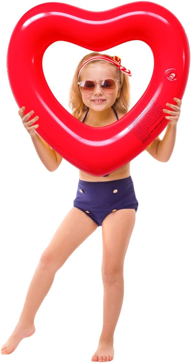 ZHUYNXIR Heart Swimming Pool Float Loungers Tube, Water Fun Beach Party Toys for Kids，Birthday Scene Layout Props.