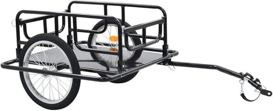 Bike Cargo Trailer, Bicycle Cart Wagon, 110.2 lb Max Load Steel Frame Heavy Duty for Carrying Stuff Luggage Plants Tools, 51.2"x28.7"x19.7" Black