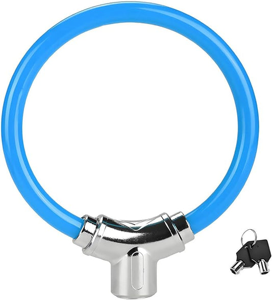 Bicycle Cable Lock, Blue Steel Cable with Keys, Security Lock