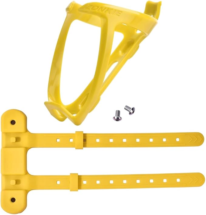 ZONKIE Bicycle Bottle Cages, Plastic Bike Bottle Holder with Cage Mounting Base (Yellow)