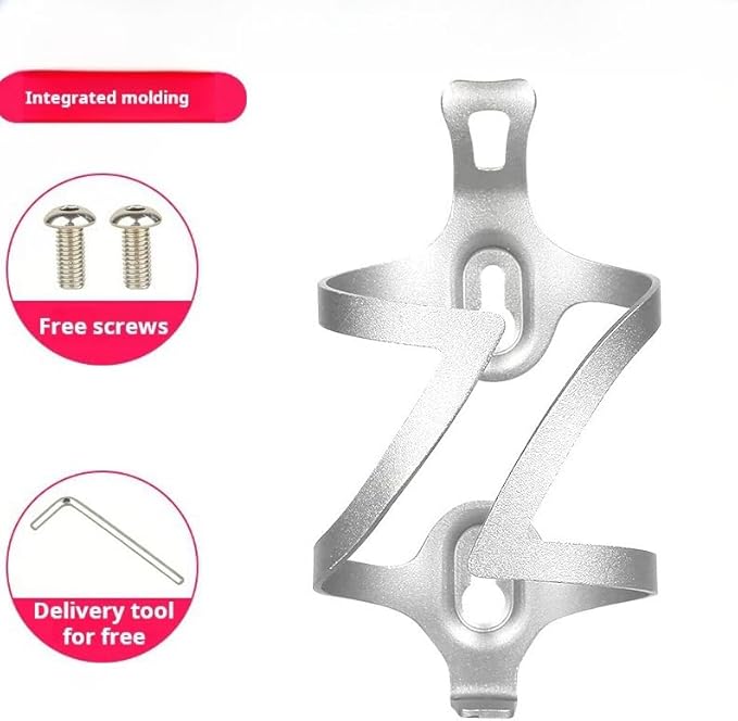 Premium Aluminum Alloy Bike Cup Holder - - Durable Water Bottle Cage for Bicycle, Road Bike, Mountain Bikes (Silver)