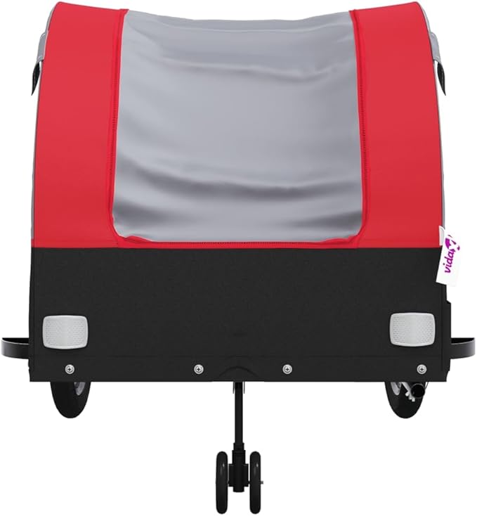 Bike Wagon Trailer, Bike Cart with Safety Flag, Bike Trailer Bicycle Cargo Trailer, Black and Red 99.2 lb Iron, 26.8"x52.4"x26.8"