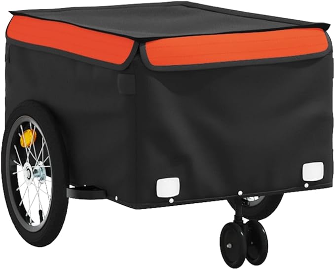 Bike Cargo Trailer, Bicycle Cart Bike Wagon Trailer, Bike Luggage Carrier, Loading Bike Storage Cart, Black and Orange, Maximum Load Capacity: 99.2 lb,-437