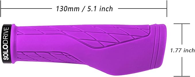 SOLODRIVE Ergonomic Design Mountain Bike Grips, Comfortable Bicycle Handlebar Grips, Single Lock-on and Non-Slip MTB Handle, Fit MTB, E-Bike, Hybrid, Scooter