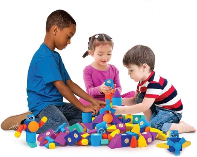 Blockaroo Magnetic Foam Building Blocks - 50-Piece Set, Bath Toys for Toddlers, Preschool Toys, Bathtub Toys, Sensory Toys, Blocks for Toddlers 3-5, Engineering Toys for Kids 3-5, Bath Blocks