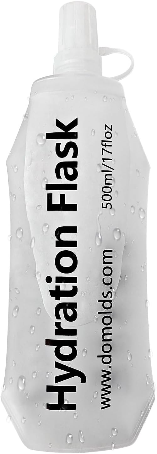 500ml Soft Flask Folding TPU Hydration Flask Running Water Bottle(17.6 oz), Water Pouch for Running Vest, Hiking, Cycling (White 500ml)