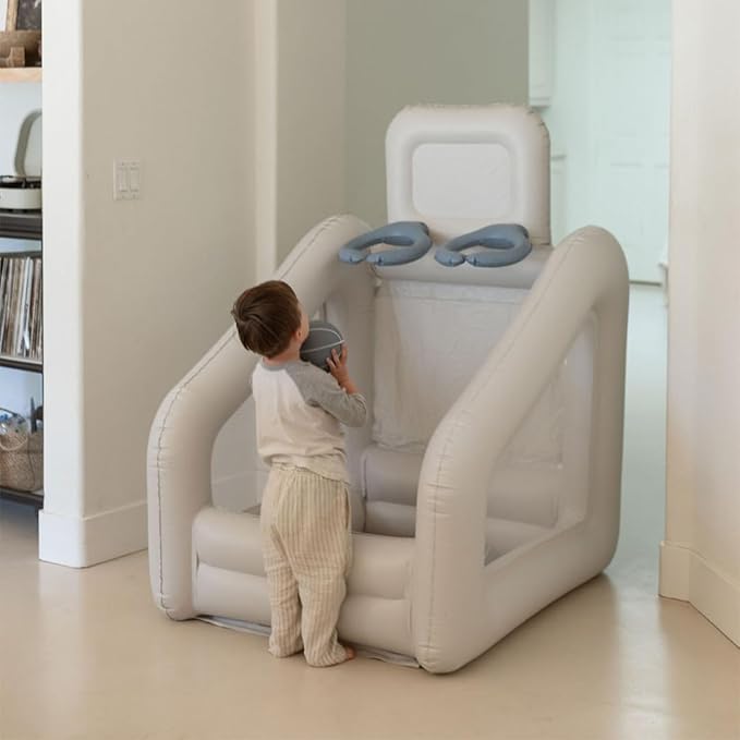 PLAYSMOL Mini Dual Shot Basketball Inflatable Game, Portable Indoor Basketball Hoop for Toddlers & Kids, Arcade-Style Toy with 4 Rubber Balls, Neutral Colorway, Ages 18m+