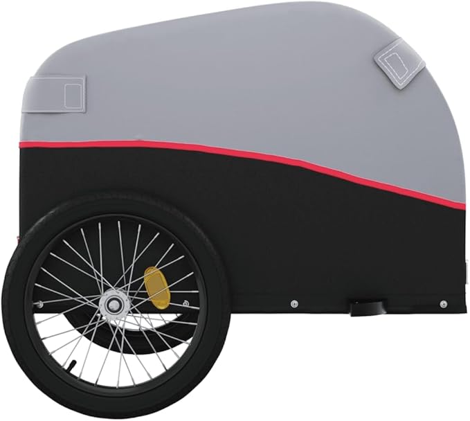 Bike Wagon Trailer, Bike Cart with Safety Flag, Bike Trailer Bicycle Cargo Trailer, Black and Red 99.2 lb Iron, 49.6"x24.8"x24.8"
