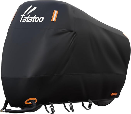 Motorcycle Cover Waterproof Outdoor, 300D Heavy Duty, UV & Rain Resistant, Windproof with 3 Buckles, Fits Most Motorcycles, Cruisers, Sportbikes, Dirt Bikes, Scooters up to 96.5" - XXL Size