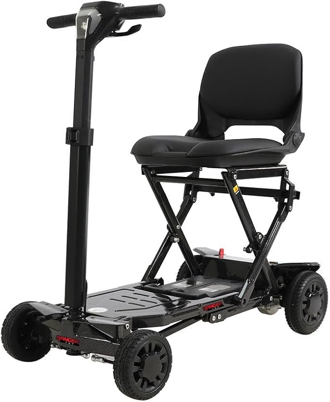Ranger Ivy: Ultra Lightweight Full Carbon Fiber Folding Mobility Scooter – 35 lbs, Dual Battery, Airline Ready, Compact, Portable, Travel Bag Included