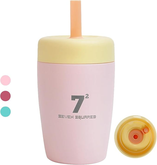 12oz Kids Tumbler Spill Resistant with Lid and Silicone Straw, Insulated Kids Cups Stainless Steel Water Bottle, Dishwasher Safe BPA-FREE
