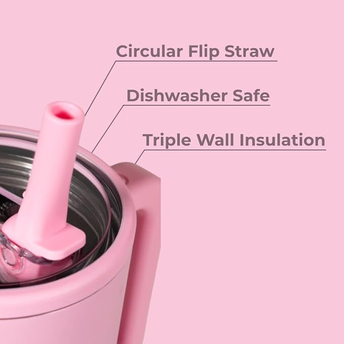 HydroJug Kids - 20 oz Insulated Kids Water Bottle with Flip Straw & Handle | Leak-Proof & Durable | Perfect for School, Sports, Lunch, Travel & Camp, Blush