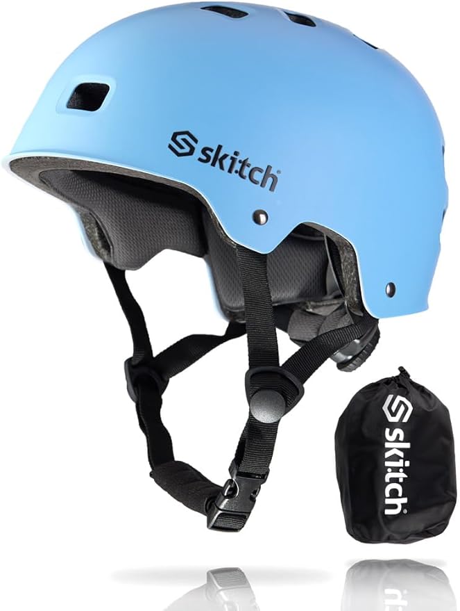 SKITCH Skateboard Helmet for Kids and Teens with Premium Grade Memory Foam Padding | Triple Certified Adjustable Protective Sport Head Gear for Scooter Roller Skate Inline Skating and Rollerblading