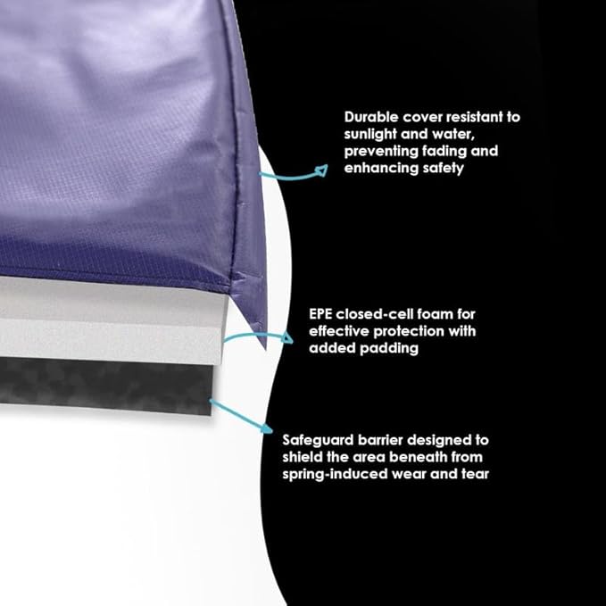 Trampoline Parts CO 8 FT 10 FT 12 FT 14 FT Universal Trampoline Spring Pad Cover Replacement, UV Resistant, Safety Foam Protection, Blue & Black Options, Compatible with Jumpzylla Trampolines