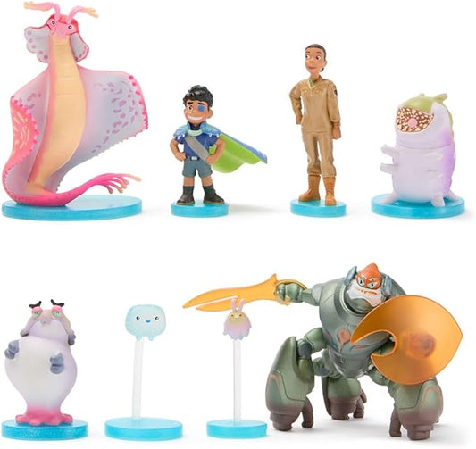 Disney Store Official Elio Figure Set – 8 Fully Sculpted Disney Figures Including Elio, Olga, Lord Grigon & More in Double-Tiered Box with Scenic Backgrounds