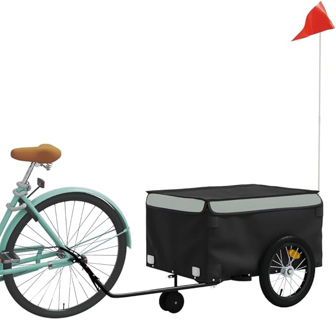 Bike Cargo Trailer, Bicycle Cart Bike Wagon Trailer, Bike Luggage Carrier, Loading Bike Storage Cart, Black and Gray, Maximum Load Capacity: 99.2 lb,-439