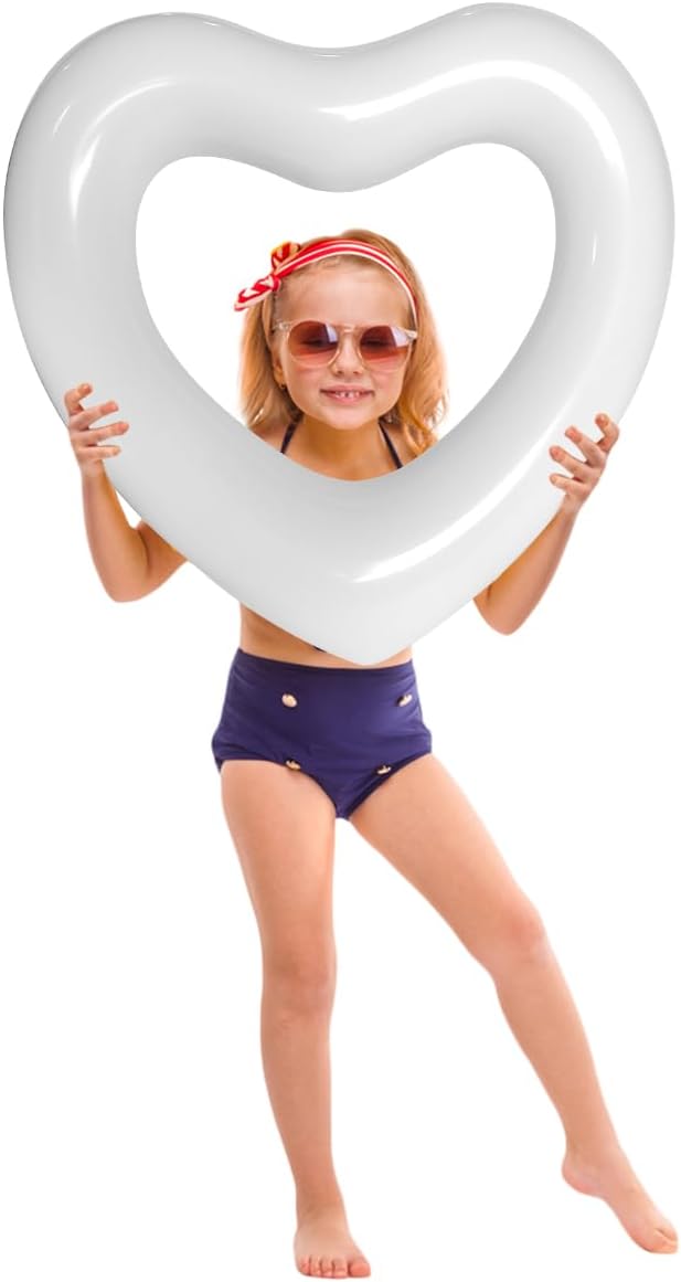 ZHUYNXIR Heart Swimming Pool Float Loungers Tube, Water Fun Beach Party Toys for Kids，Birthday Scene Layout Props.
