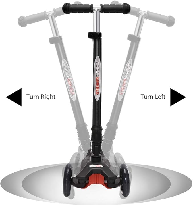 ChromeWheels Foldable Scooters for Kids, Deluxe Kick Scooter 4 Adjustable Height 132lbs Weight Limit 3 Wheel, Lean to Steer LED Light Up Wheels, Best Gifts for Girls Boys Age 3-12 Year Old