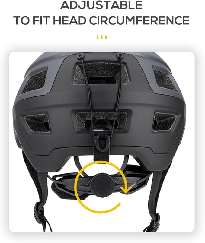 Lixada Adult Bike Helmet Mountain Helmet Road Bike Helmet Adjustable Dial Removable Visor Ventilation Cycling Helmet for Men Women 55-61cm