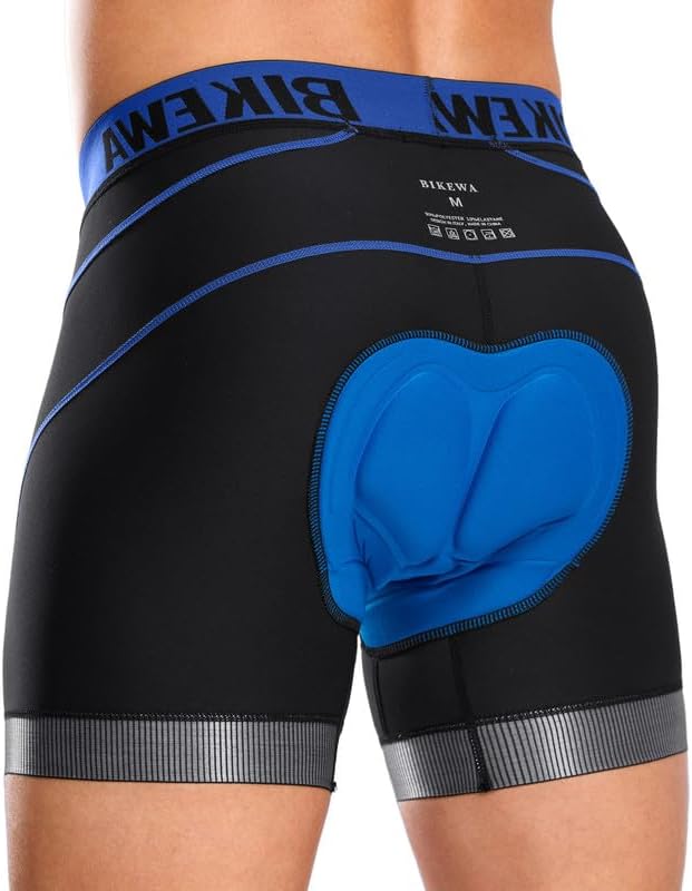 Bikewa Men's Cycling Underwear with Anti-Slip Leg Grips 4D Padded Bike Shorts MTB Liner for Bicycle Biking Riding