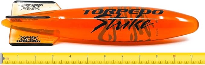 DartFin 11.25" Pro Size Ultra Premium Pool Torpedo Rocket Glides Up to 40 Feet Like Underwater Football for Underwater Passing Games Underwater Torpedo Large Diving Toy Glider (Orange)