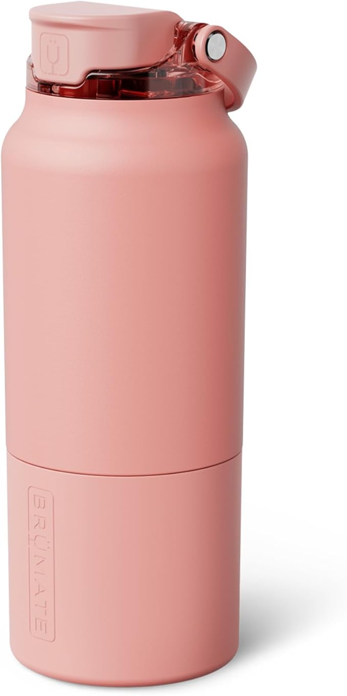BrüMate Rise 35oz Water Bottle With Covered Silicone Straw | 100% Leakproof Insulated Water Bottle | Soft Sip Silicone Spout | Made of Stainless Steel | 35oz (Guava)