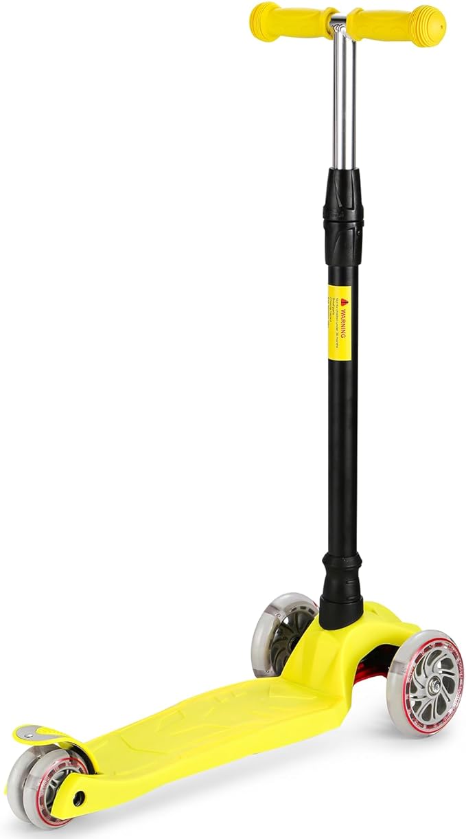 Kids Kick Scooter, 3 Wheeled Scooter for Kids, Child/Toddlers Toy, Adjustable Height, Anti-Slip Deck, Flashing Wheel Lights, for Boys/Girls 3-12 Year Old