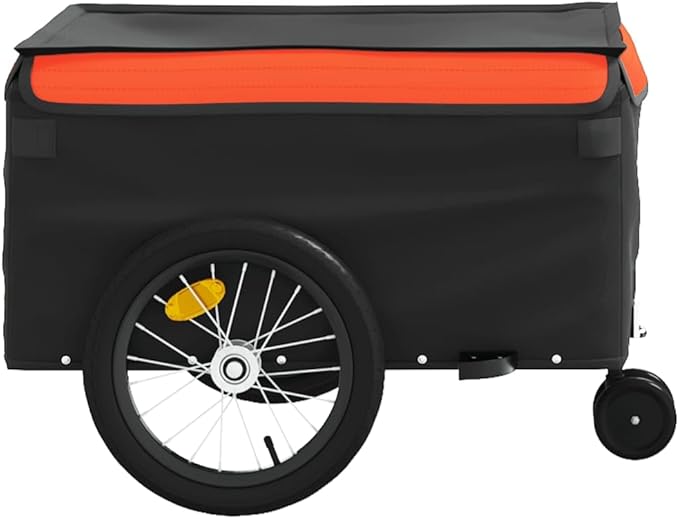 Bike Cargo Trailer, Bicycle Cart Bike Wagon Trailer, Bike Luggage Carrier, Loading Bike Storage Cart, Black and Orange, Maximum Load Capacity: 99.2 lb,-437