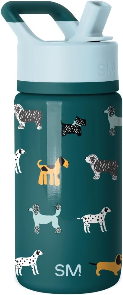 Simple Modern Kids Summit Water Bottle with Straw Lid | 14oz Stainless Steel Cup Insulated Tumbler for Toddlers, School | Dog Days