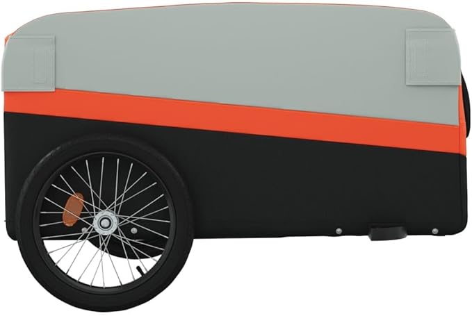Bike Trailer Bicycle Cargo Trailer, Black and Orange, 99.2 lb Iron, 53.9"x27.2"x23.2"
