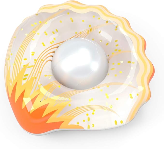 Jasonwell Inflatable Seashell Pool Float Floatie with Ball Water Fun Large Blow Up Summer Beach Swimming Floaty Party Toys Lounge Raft for Kids Adults