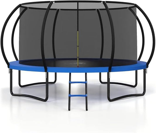 Polar Aurora 10FT 12FT 14FT 16FT Outdoor Trampoline with Safety Enclosure Net, Thickened Spring Pad，ASTM Approved Recreational Trampoline for Kids and Adults,Anti-Rust Coated Frame and Thickened Mat