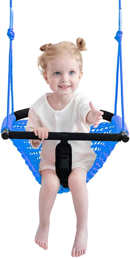 2 -in- 1 Toddler Swing. Swing Seat for Kids with Adjustable Ropes, for Kids Heavy Duty Rope Play Secure Children Swings Set, for Outdoor Indoor, Backyard. Upgrade Product (Blue)