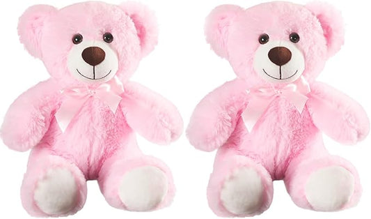 Plush Teddy Bear Stuffed Animal Bear, Plush Doll Gift for Kids and Girls, Party Home Decoration 13.8 Inches(Pink+Pink, 2 pcs)