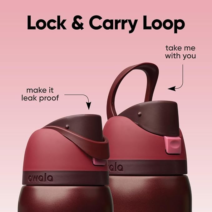 Owala FreeSip Insulated Stainless Steel Water Bottle with Straw, BPA-Free Sports Water Bottle, Great for Travel, 32 Oz, Black Cherry