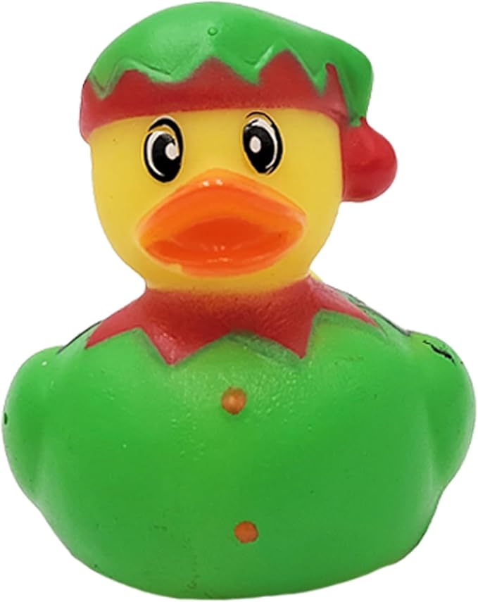 12-Pack Christmas Holiday Rubber Duck Toy Duckies for Kids, Bath Birthday Gifts Baby Showers Summer Beach and Pool Activity, 2" (12-Pack)