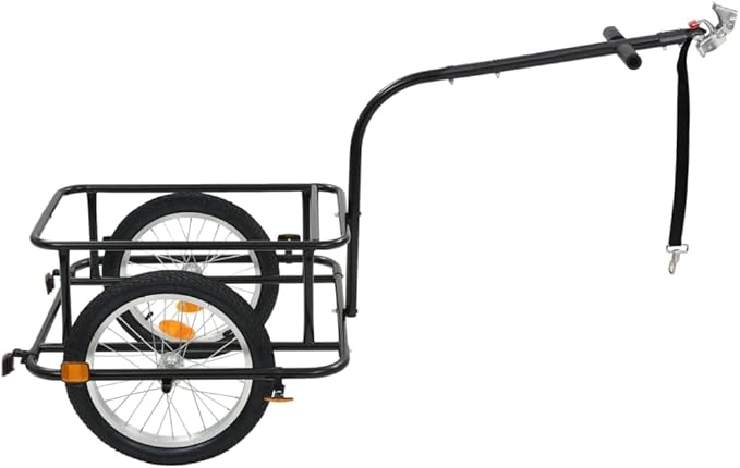 Bike Cargo Trailer Black 13.2 gal, Bicycle Cart Wagon Trailer w/Hitch, 330.7 lb Max Load Steel Frame Heavy Duty Bicycle Cargo Wagon Trailer for Carrying Stuff Luggage Plants Tools